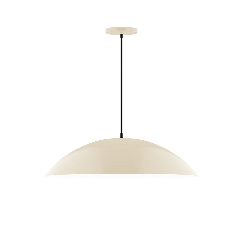 Montclair Lightworks PEB439-16-C01-L14 24" Axis Half Dome Led Pendant, Brown And Ivory Houndstooth Fabric Cord With Canopy, Cream